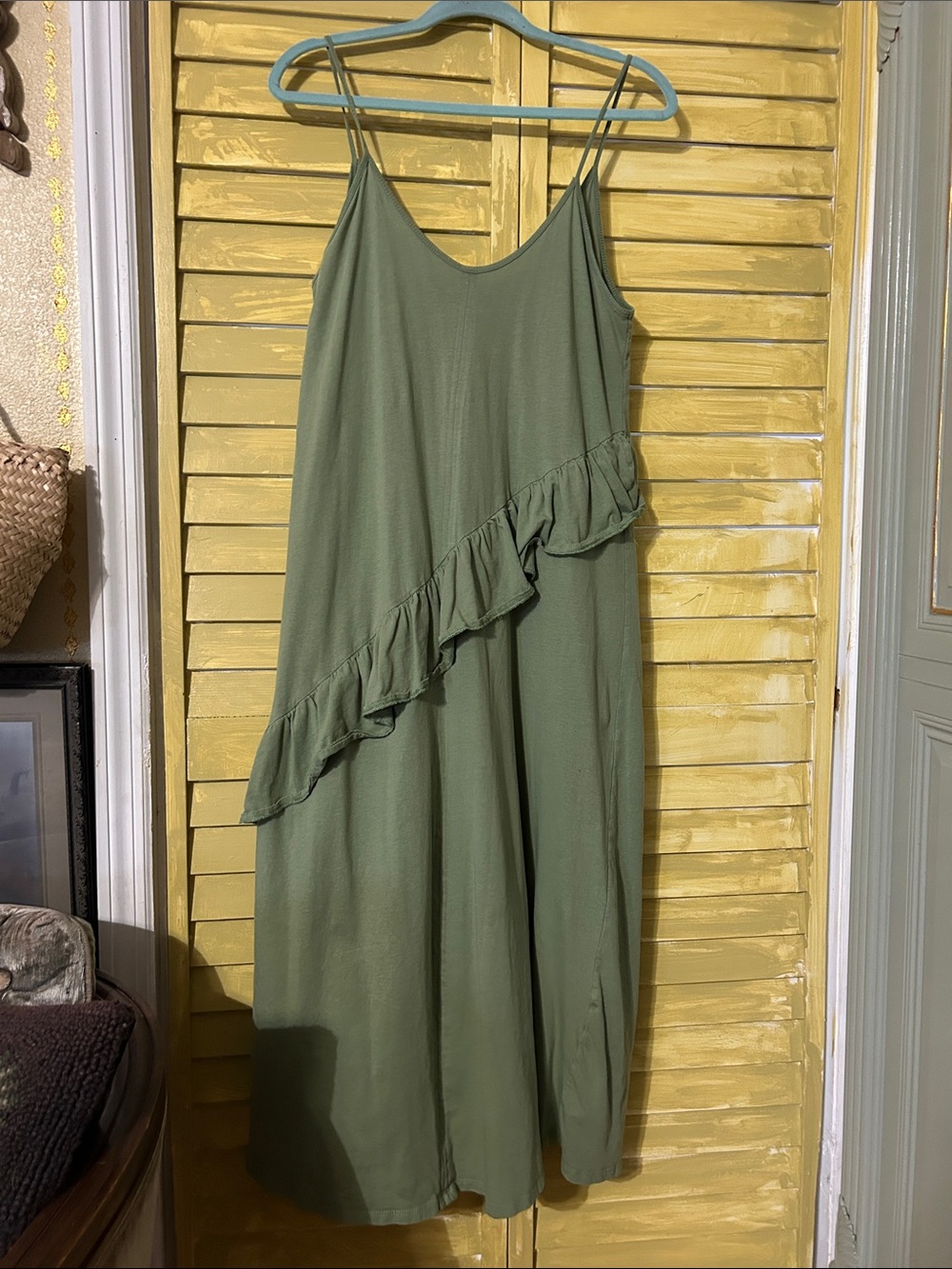 Zara Olive Green Ruffle Strap Sundress